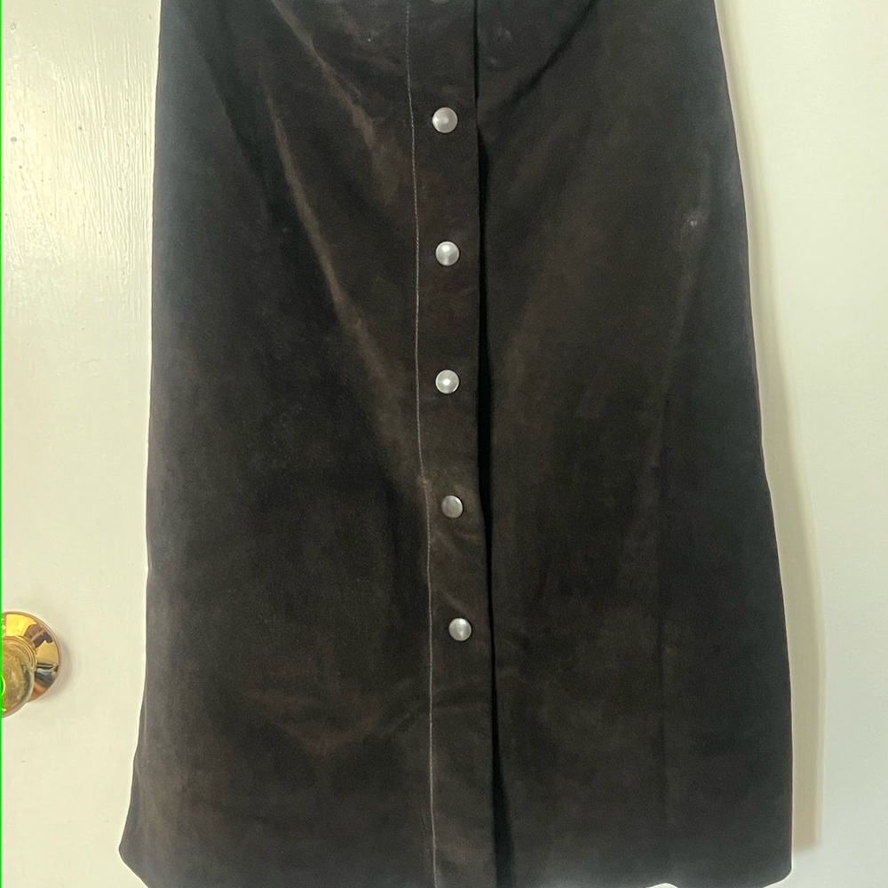 Chocolate Suede Banana Republic Skirt with Buttons